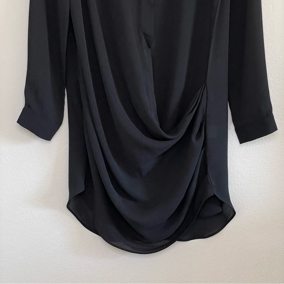 NWT Revolve Krisa Drape Button Front Mini Shirt Dress Tunic Black XS - Picture 11 of 16